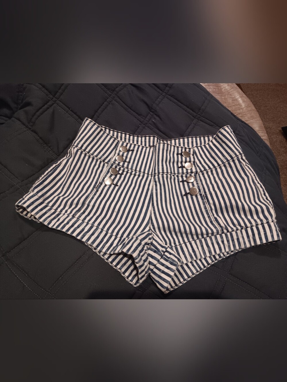 Forever 21 High-Waist Navy and White Striped Shorts